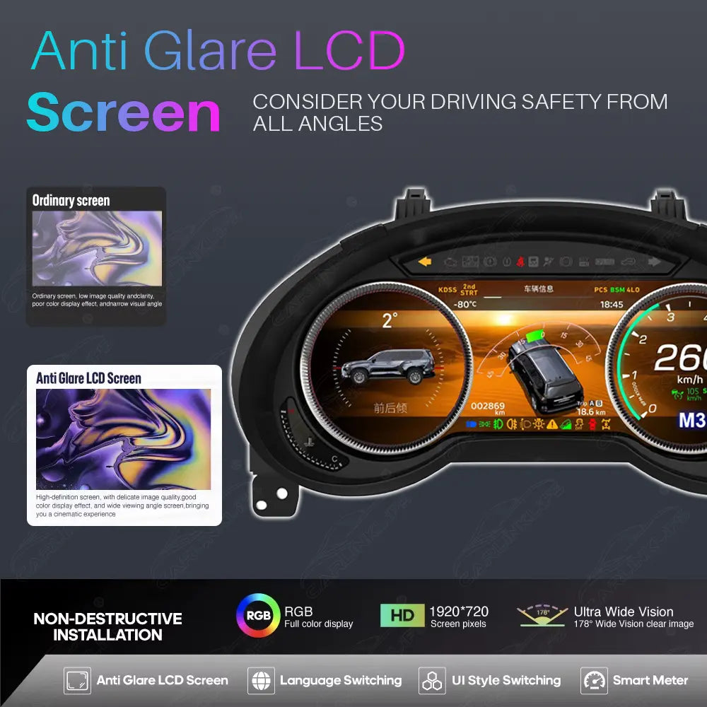 LCD Digital Cluster For Lexus GX460 2010-2019 Linux Digital LCD Dashboard Instrument Gauge Cluster