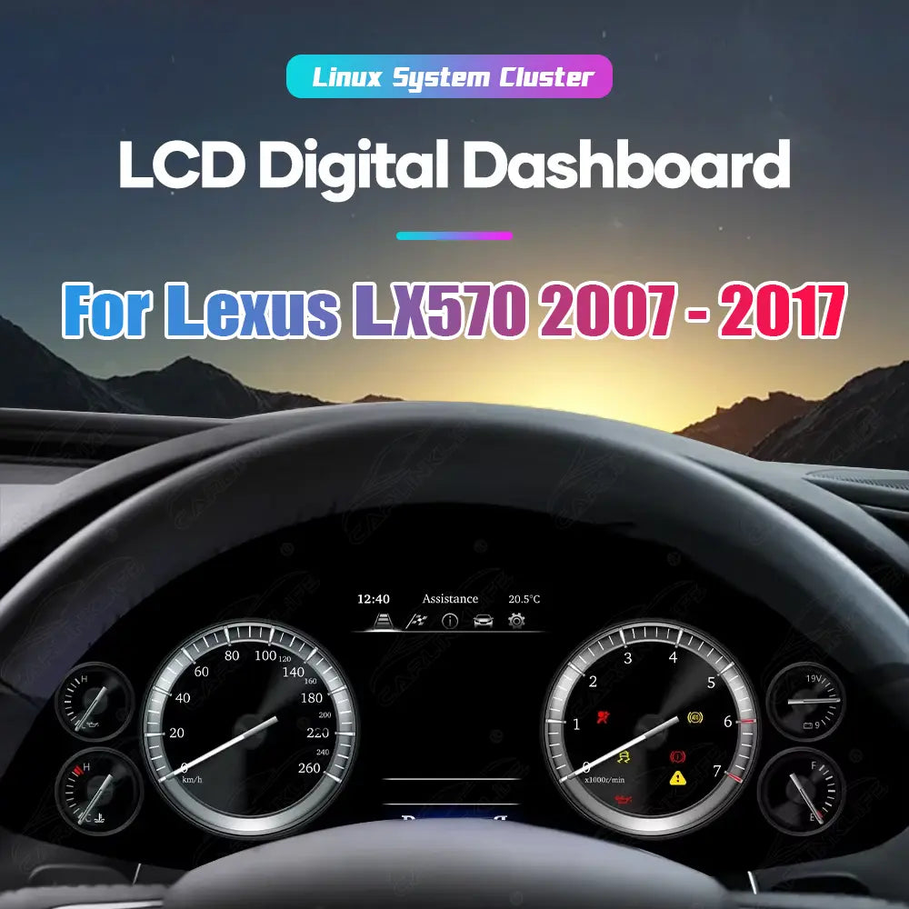 LCD Digital Cluster For Lexus LX570 2007-2017 Linux Dashboard Gauge Cluster