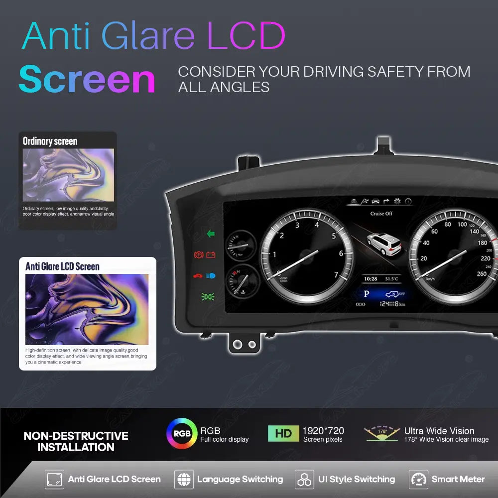 LCD Digital Cluster For Lexus LX570 2007-2017 Linux Dashboard Gauge Cluster
