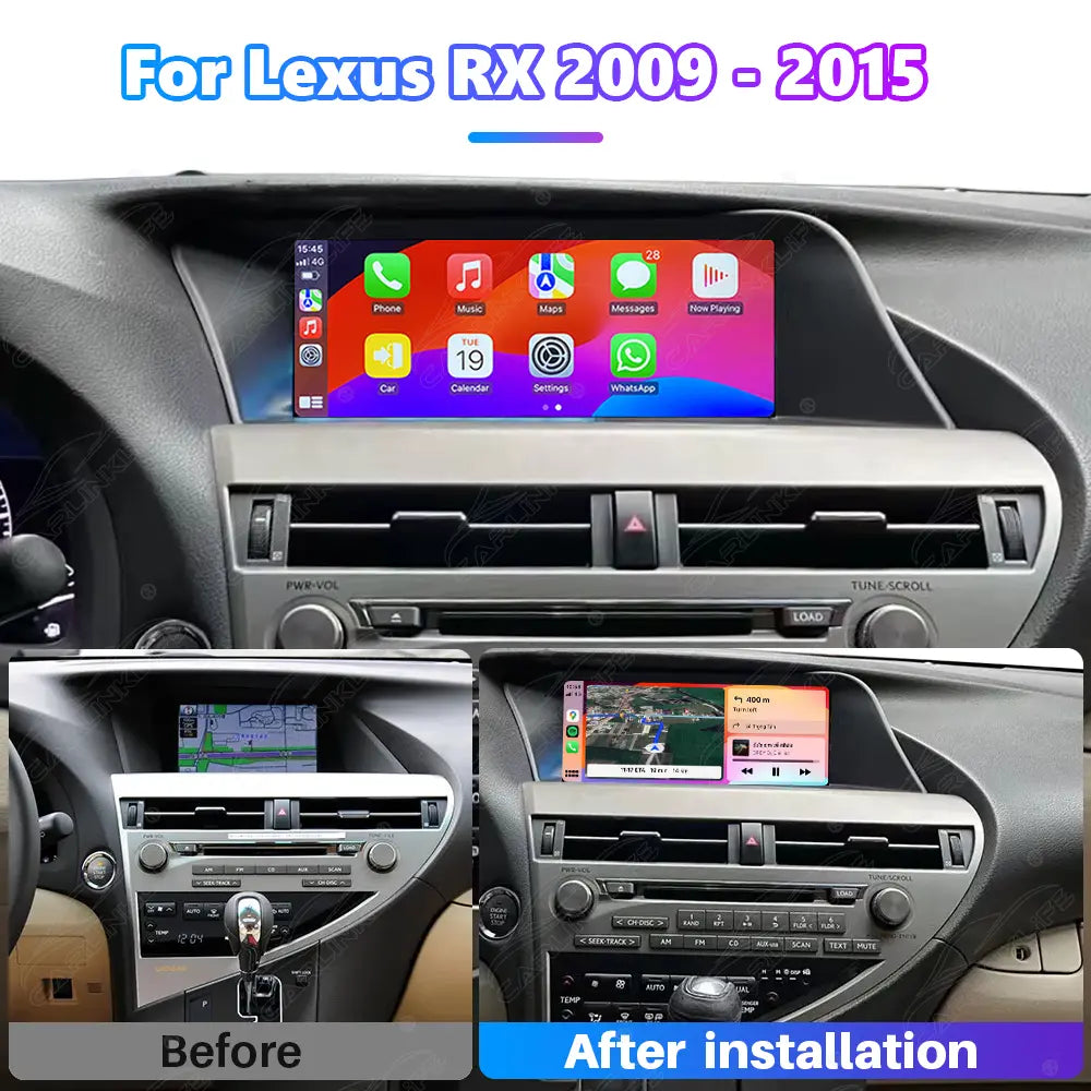 10.25 Inch Linux Touch Screen For Lexus RX 2009-2015 Wireless Carplay Android Auto Car Radio