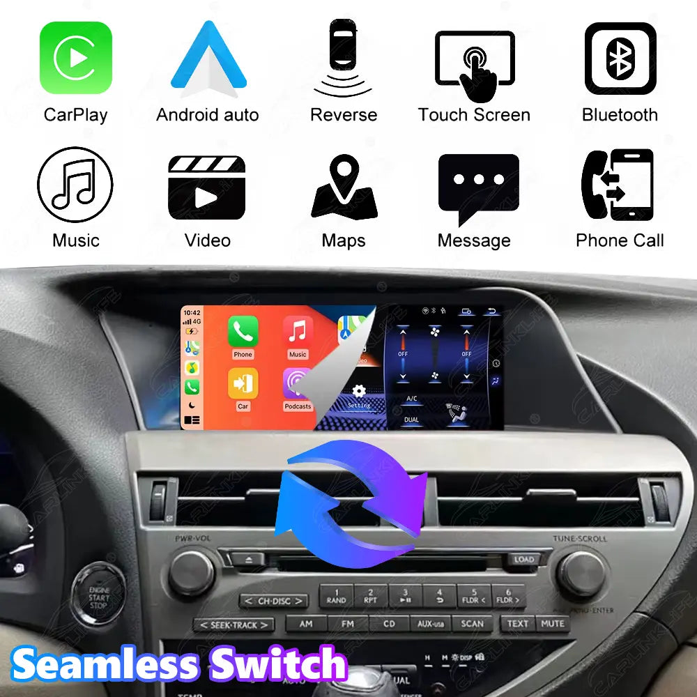 10.25 Inch Linux Touch Screen For Lexus RX 2009-2015 Wireless Carplay Android Auto Car Radio