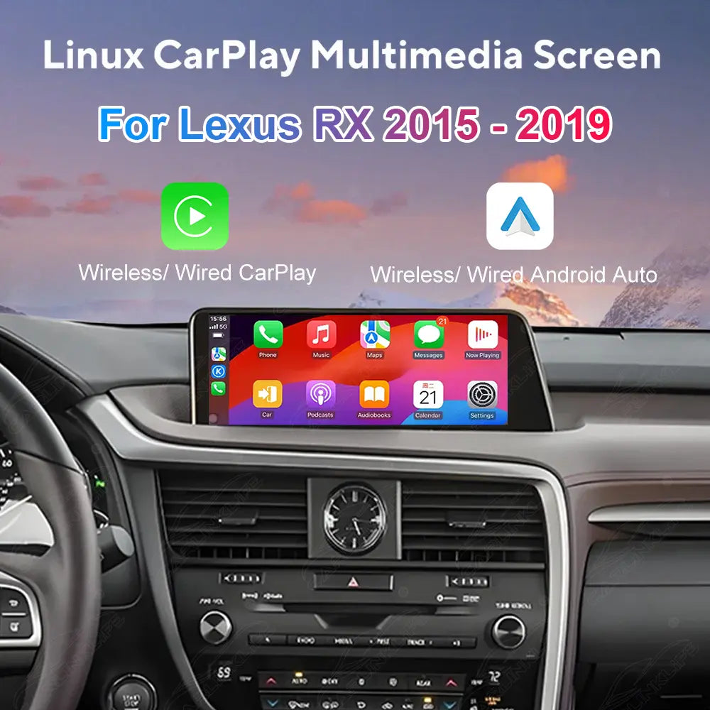 12.3 Inch Linux Touch Screen For Lexus RX 2015-2019 Wireless Carplay Android Auto Car Radio