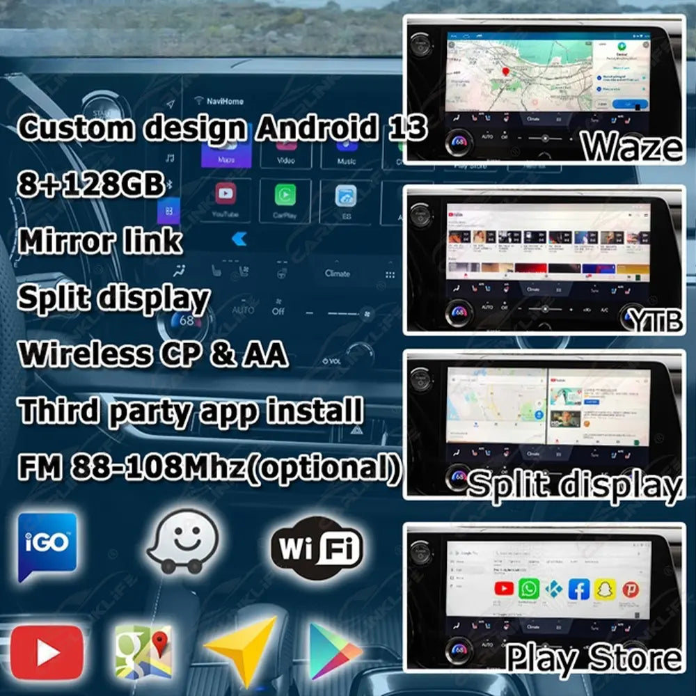 Android 13.0 Multimedia Interface for Lexus RX NX LBX with Youtube, Google Play