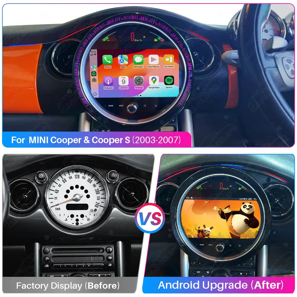 MINI Cooper & Cooper S (2003–2007) 9" Android Car Screen Upgrade with Wireless CarPlay & Android Auto