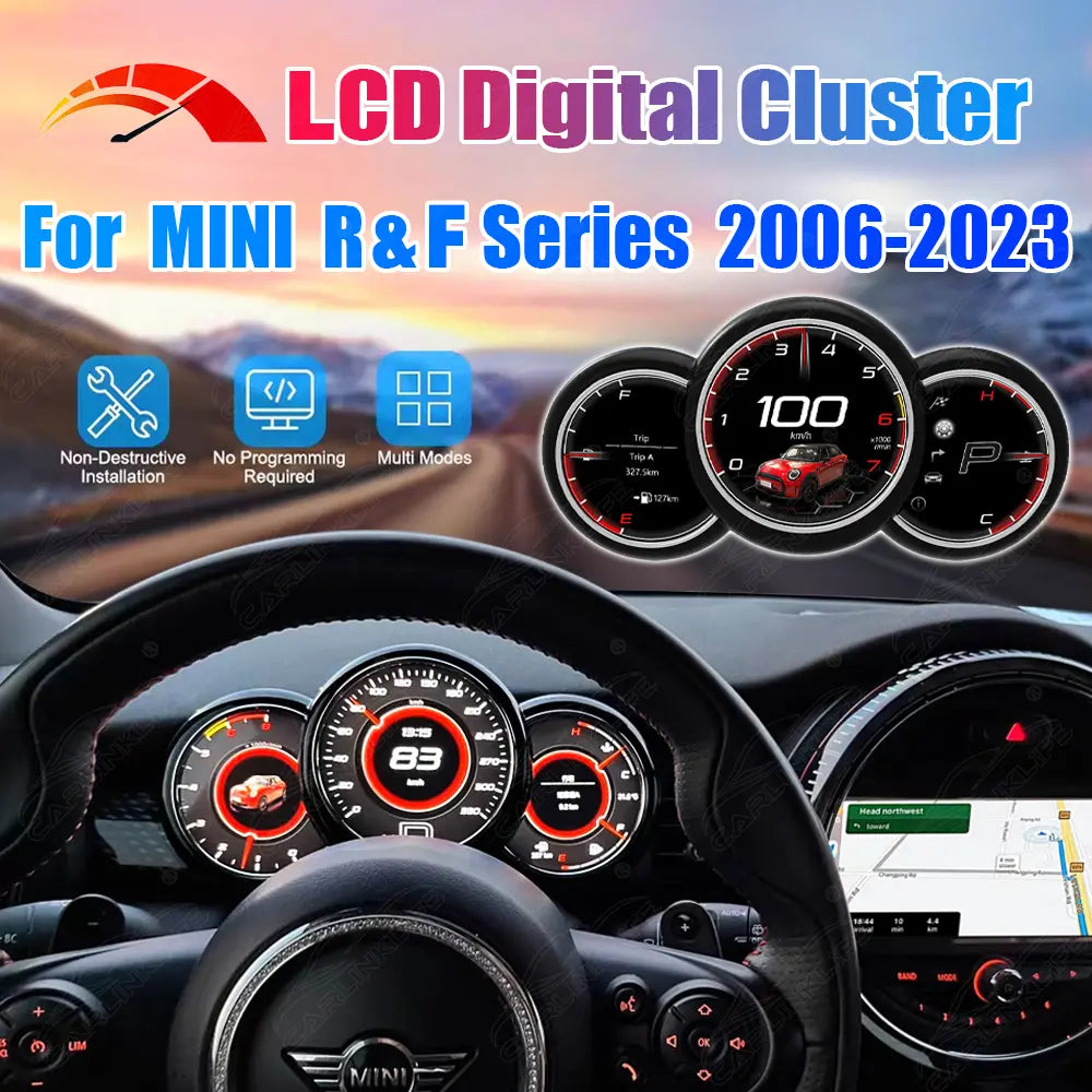 LCD Digital Cluster For MINI R & F Series 2006-2023 Linux Dashboard Gauge Cluster