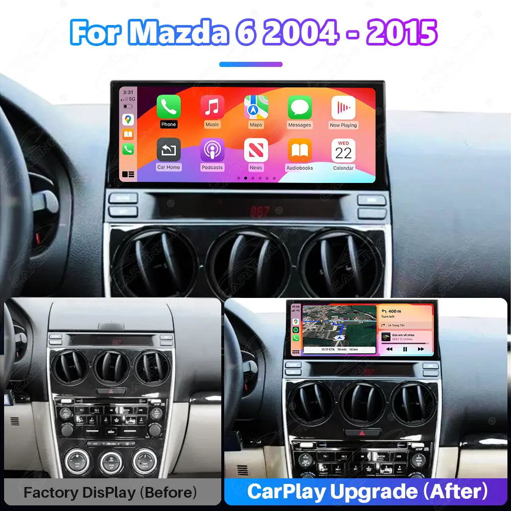 Mazda 6 (2004–2015) Linux Wireless CarPlay & Android Auto Screen Upgrade