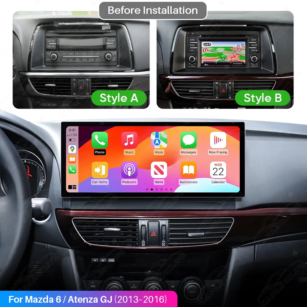 Mazda 6 / Atenza GJ (2013–2016) 12.3" Android Car Stereo Apple CarPlay Android Auto Screen Upgrade