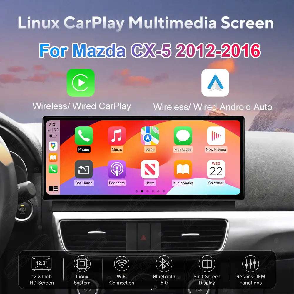 Mazda CX-5 (2012–2016) 12.3" Linux CarPlay Screen Upgrade