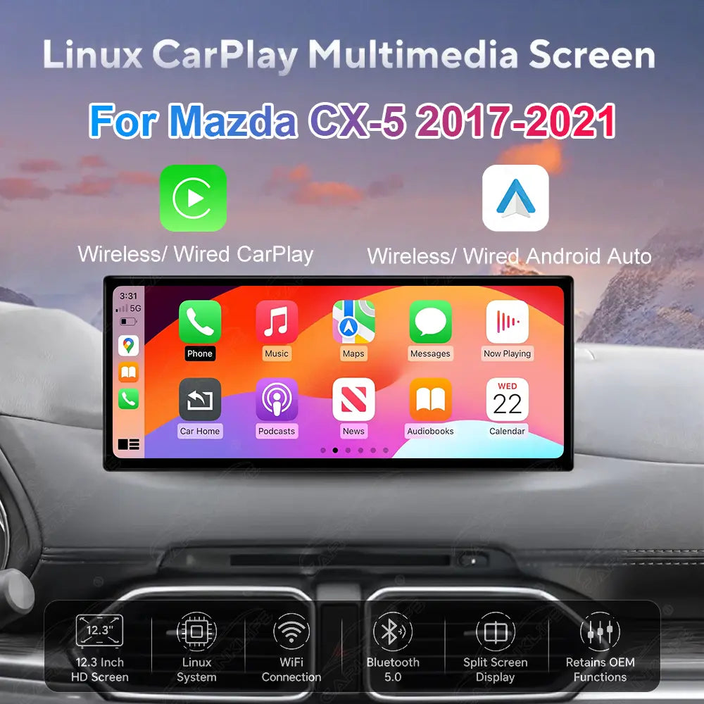 Mazda CX-5 (2017–2021) 12.3" Linux CarPlay Screen Upgrade