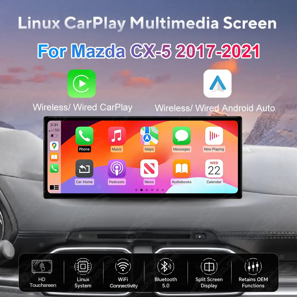 Mazda CX-5 (2017–2021) Linux Wireless CarPlay & Android Auto Screen Upgrade