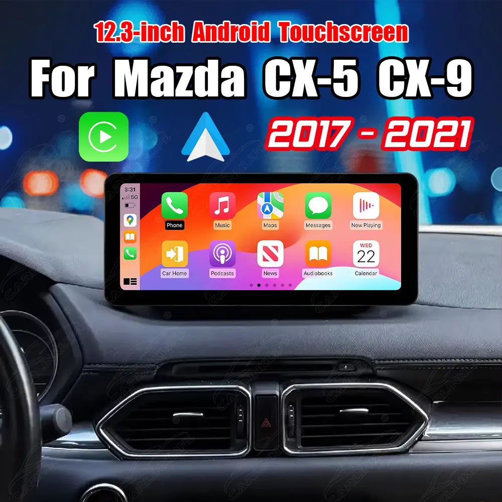 Mazda CX-5 CX-9 (2017–2021) 12.3" Android Car Screen Upgrade with Wireless CarPlay & Android Auto | Retains OEM System