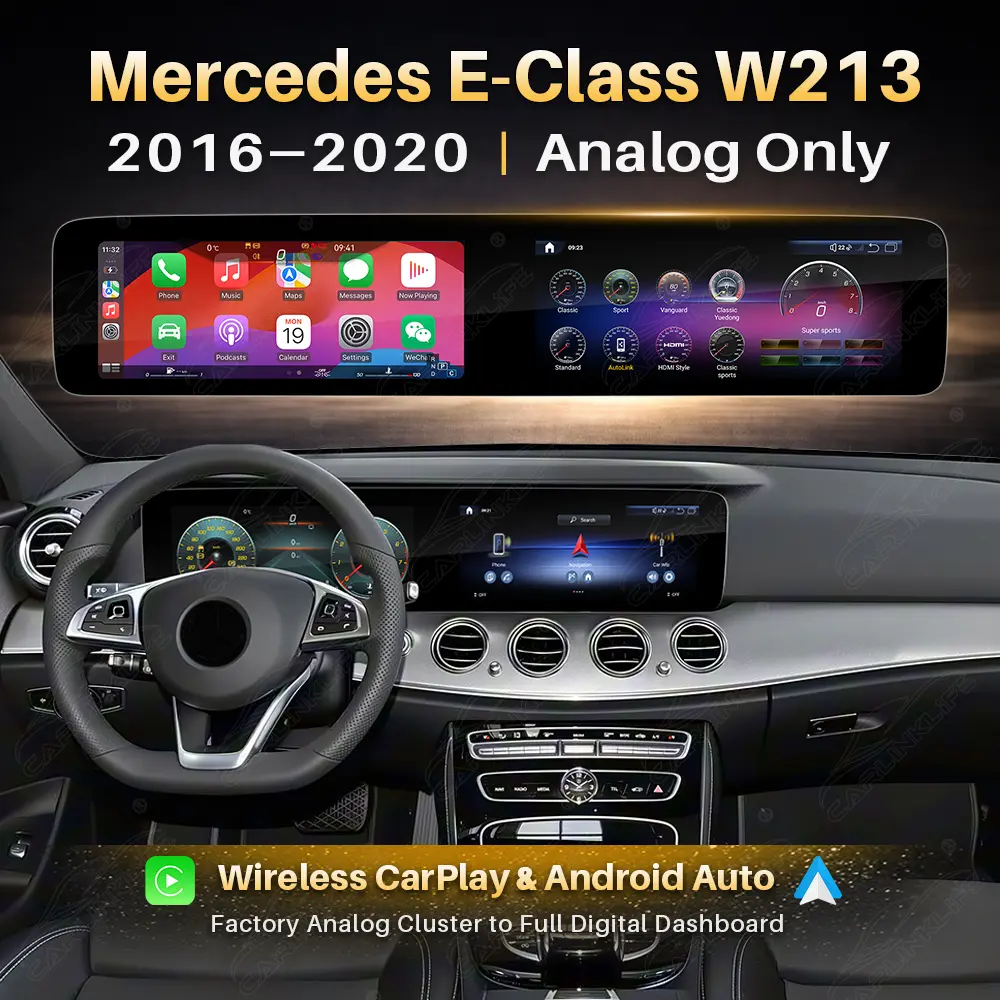 Mercedes-Benz E-Class W213 (2016–2020) 24.6" Digital Cluster & Android Screen Upgrade | Wireless CarPlay & Android Auto | Analog Cluster Only