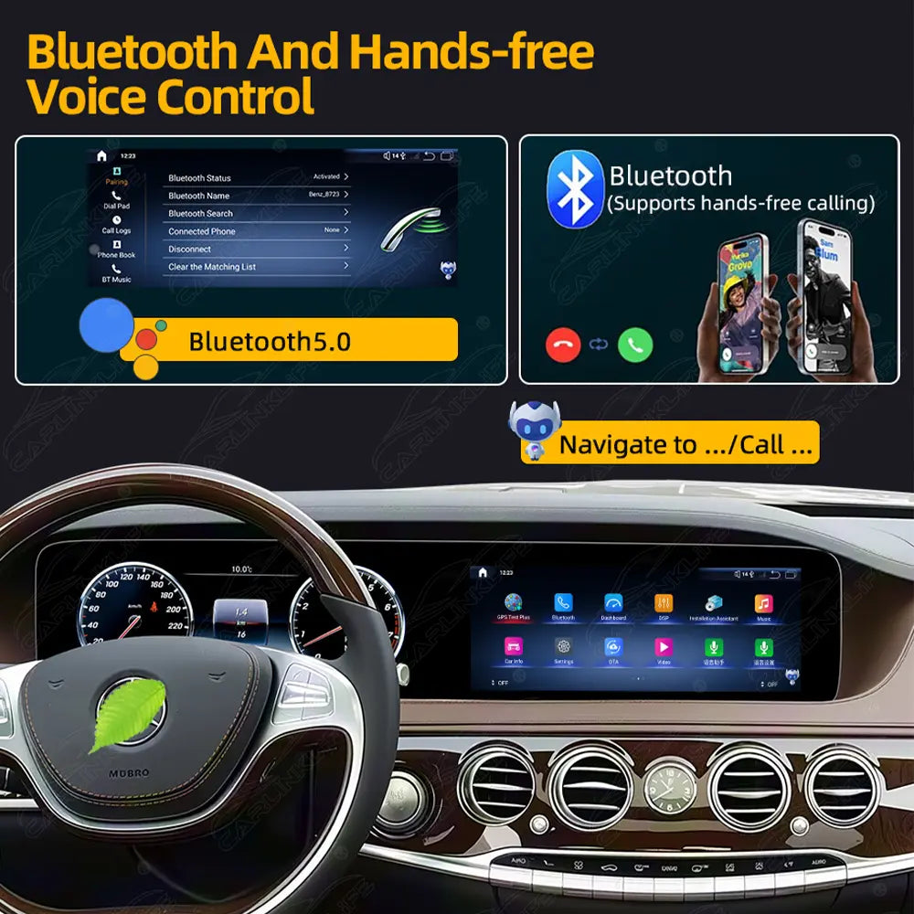 Mercedes-Benz S-Class W222 (2013–2020) 12.3" Dual Screen Android Upgrade | Wireless CarPlay & Android Auto | OEM LCD Cluster Retained