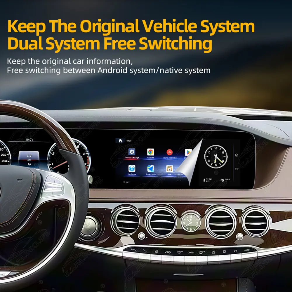 Mercedes-Benz S-Class W222 (2013–2020) 12.3" Dual Screen Android Upgrade | Wireless CarPlay & Android Auto | OEM LCD Cluster Retained