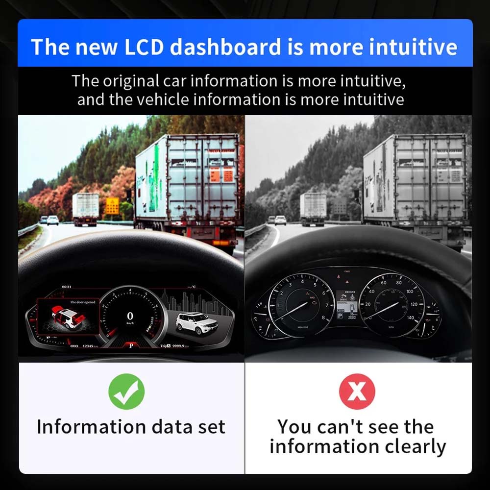 12.3" LCD Digital Cluster For Nissan Patrol Y62 Armada Infiniti QX80 2014-2019 Linux Dashboard Gauge Cluster (LHD)