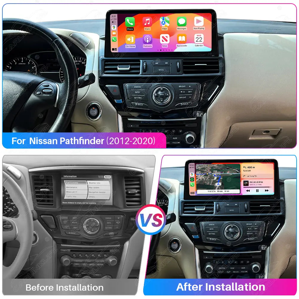 Nissan Pathfinder 2012-2020 12.3" Android Car Stereo Apple CarPlay Android Auto Screen Upgrade