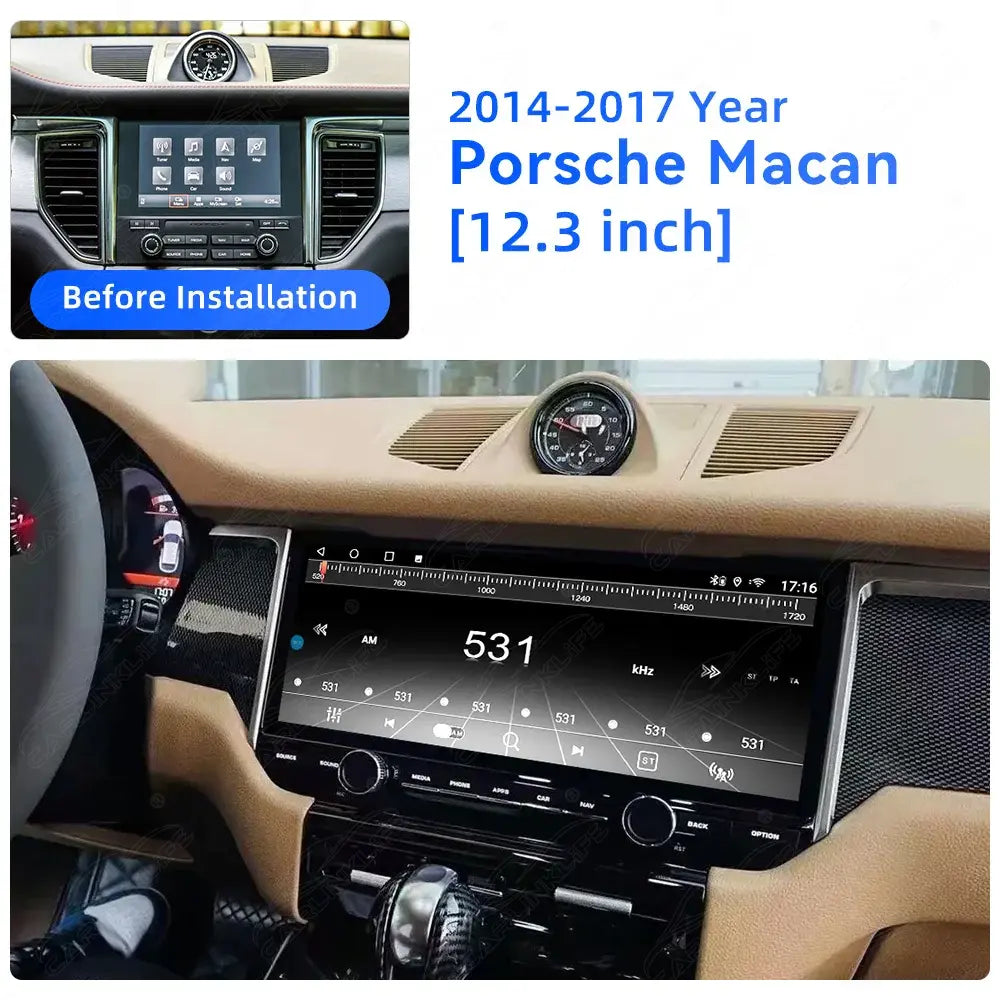 12.3 inch Android Car Radio For Porsche Macan 2014-2017 Car Stereo CarPlay Multimedia Player