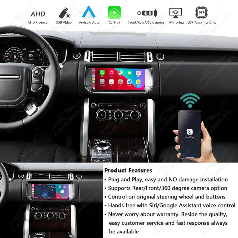 Wireless Apple CarPlay Android Auto Module for Range Rover 10.25 inch Display Screen IMC System Model