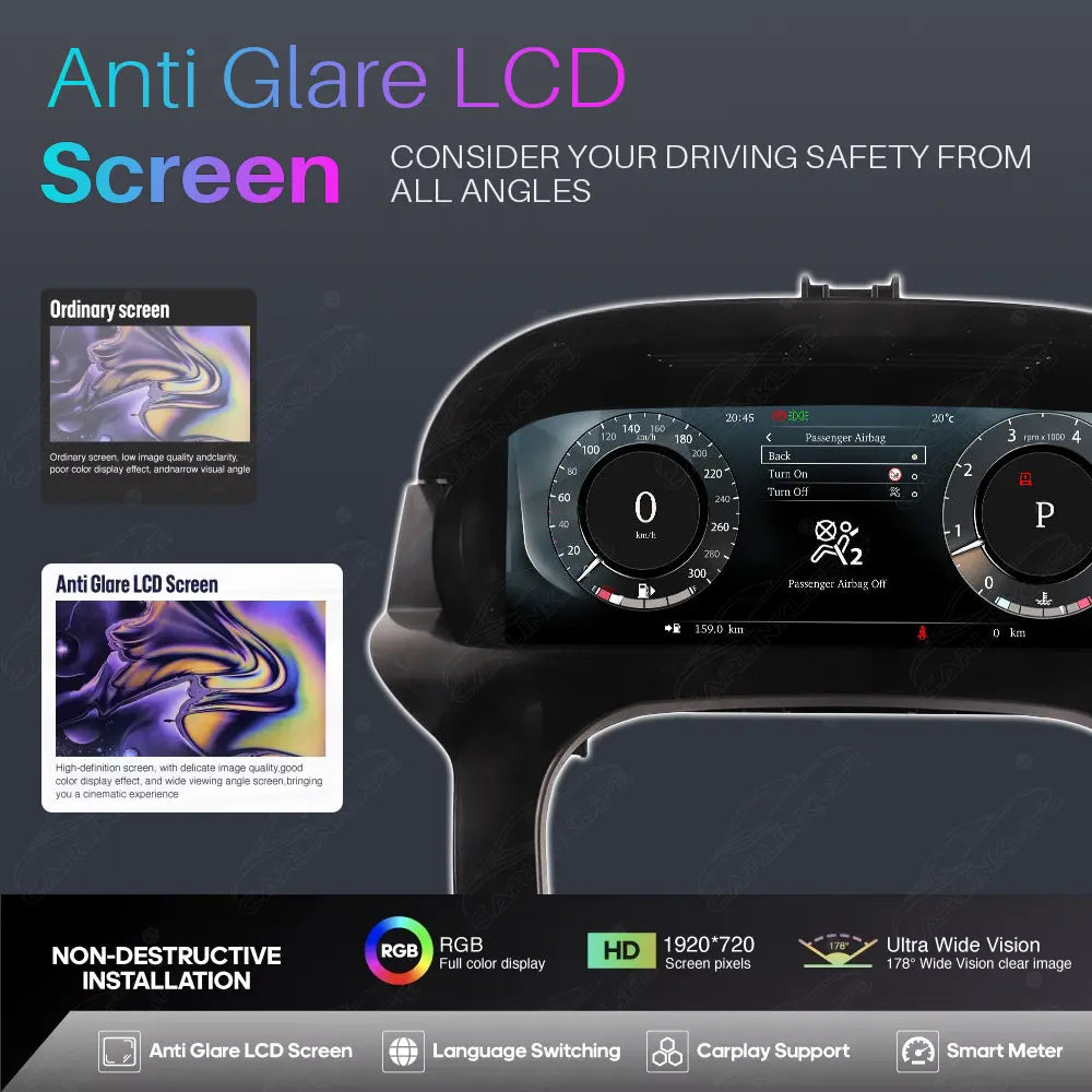 12.3" CarPlay LCD Digital Cluster For Range Rover Evoque L538 2012-2018 Linux Dashboard Gauge Cluster