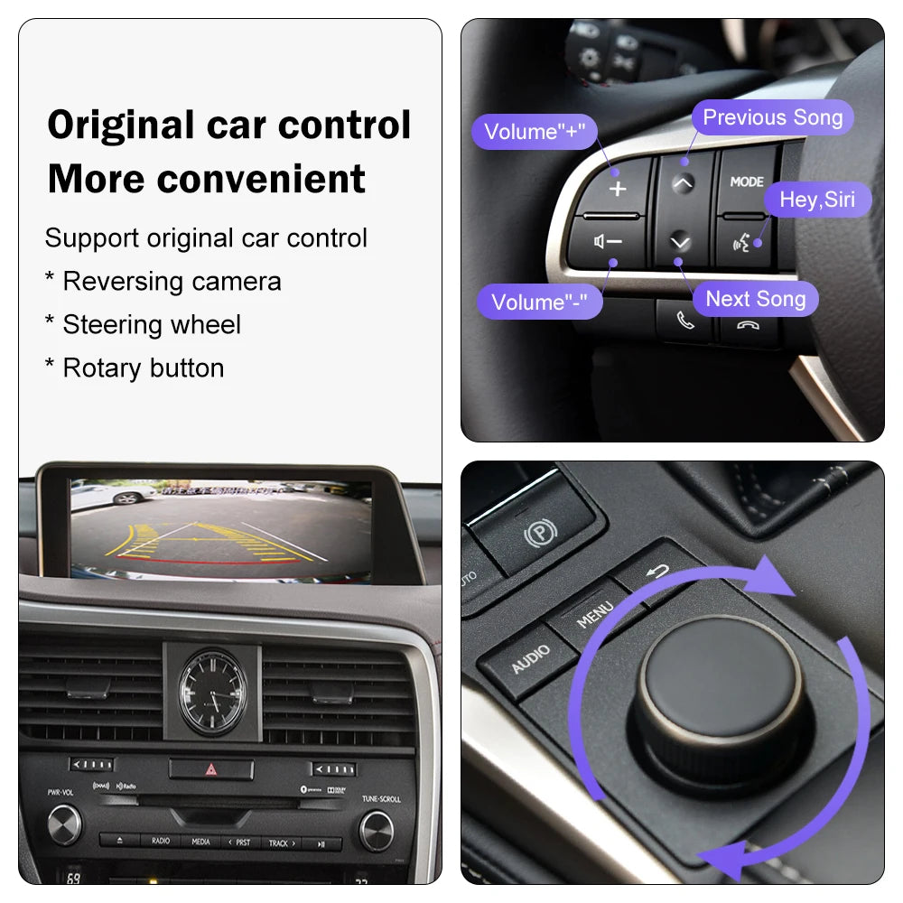 Wireless Apple CarPlay Interface for 12.3 inch Lexus RX LX GS ES 2016-2021 Android Auto Upgrade Module
