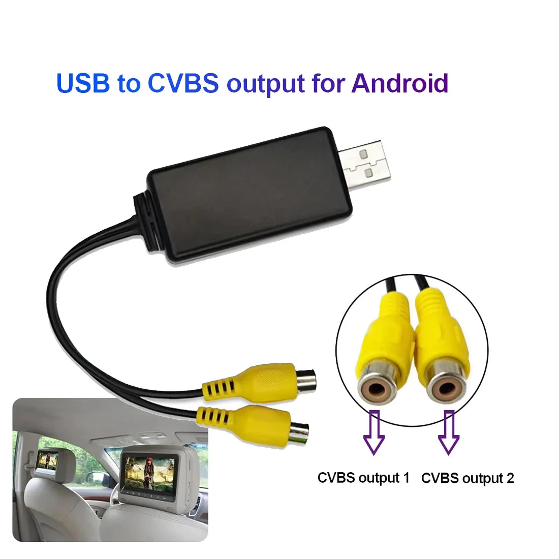USB to CVBS RCA Video Output Adapter Box Interface Connect to Monitor