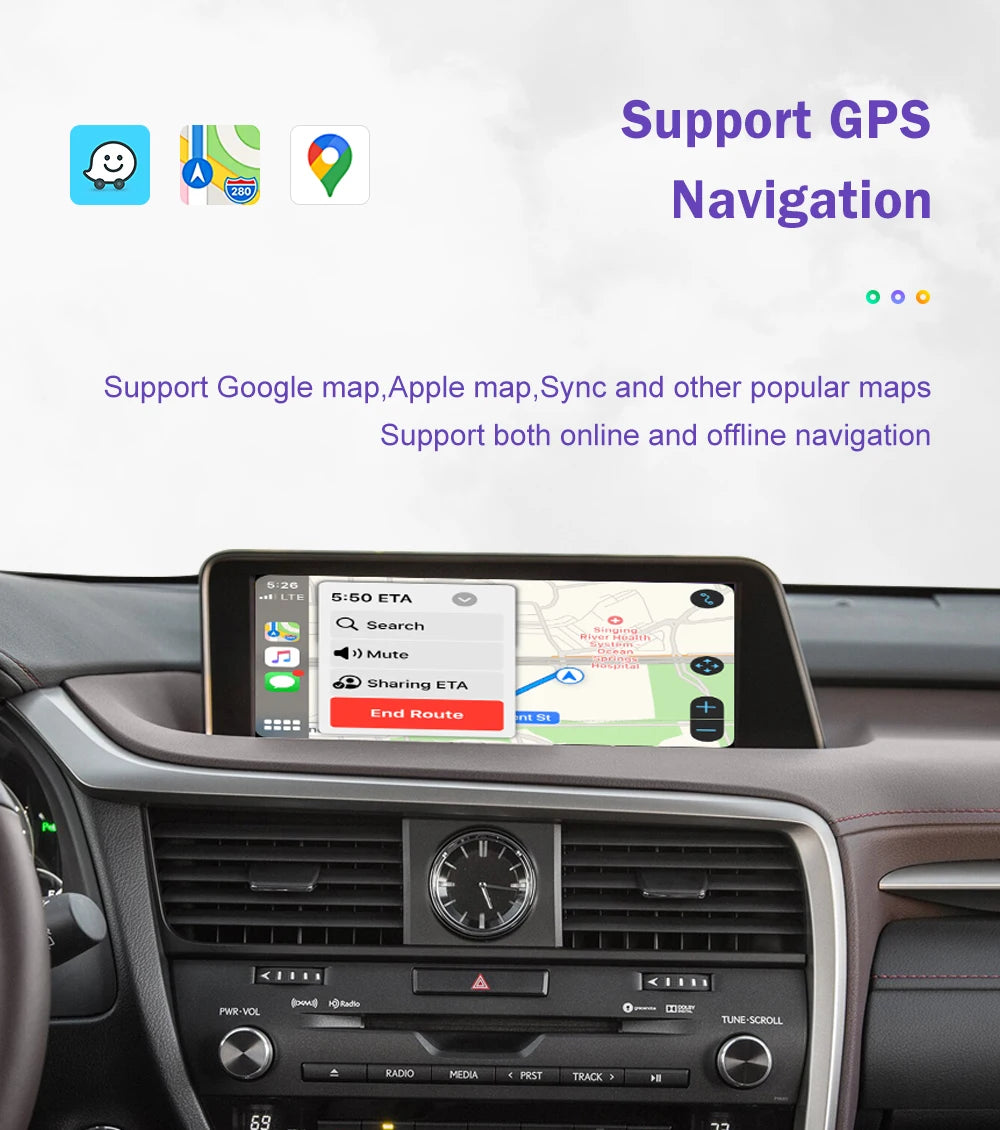 Wireless Apple CarPlay Interface for 12.3 inch Lexus RX LX GS ES 2016-2021 Android Auto Upgrade Module