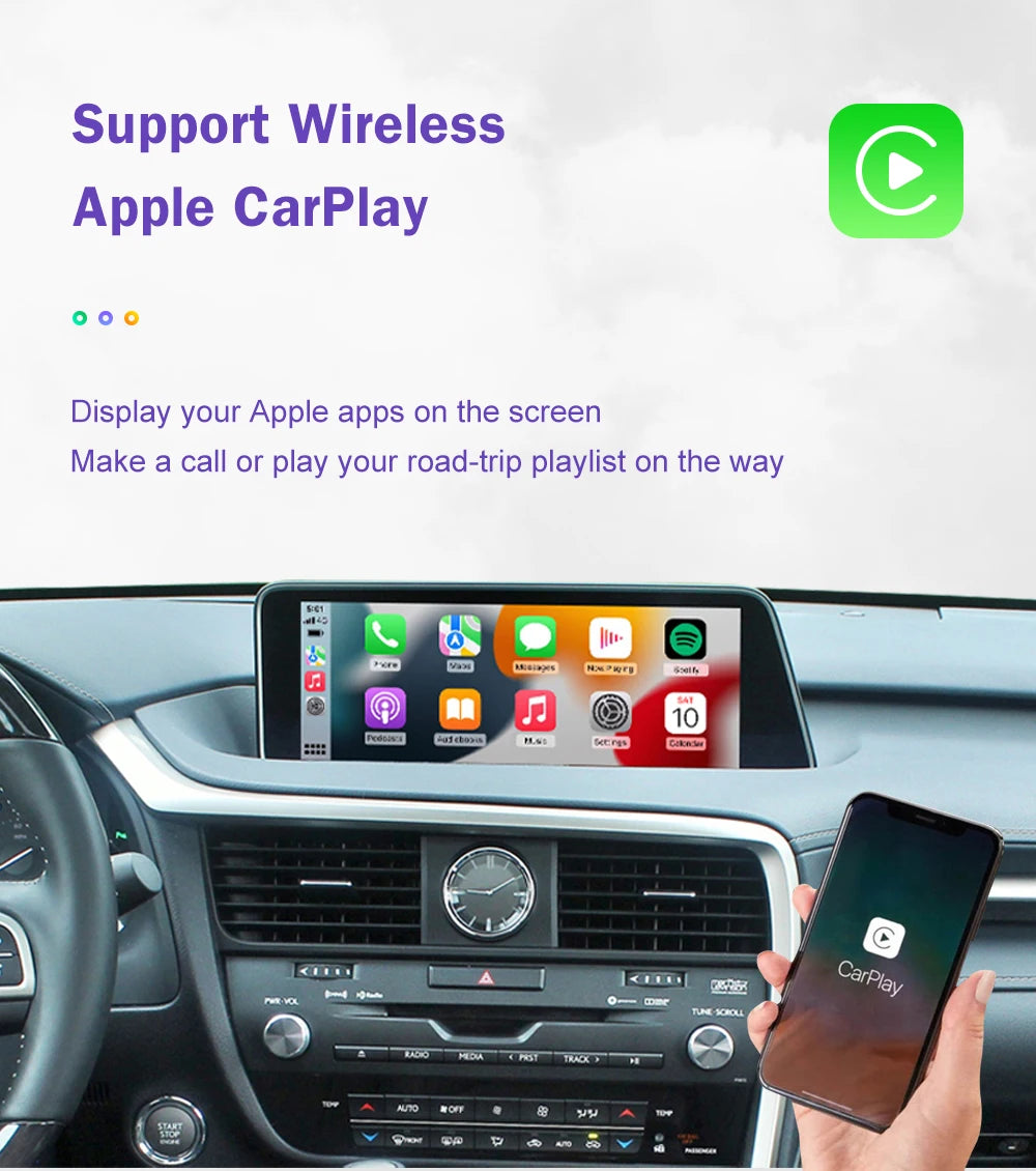 Wireless Apple CarPlay Interface for 12.3 inch Lexus RX LX GS ES 2016-2021 Android Auto Upgrade Module