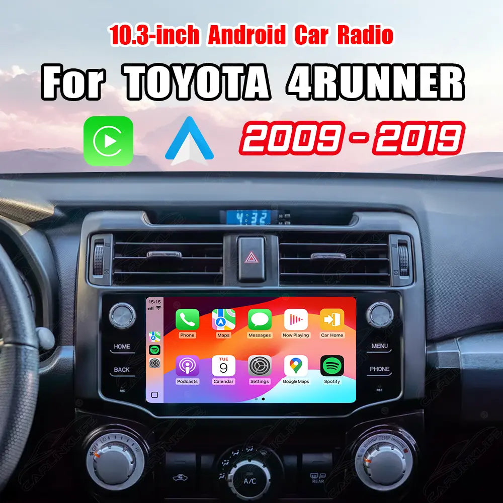 Toyota 4Runner 2009-2019 10.3" Android Car Stereo Apple CarPlay Android Auto Screen Upgrade