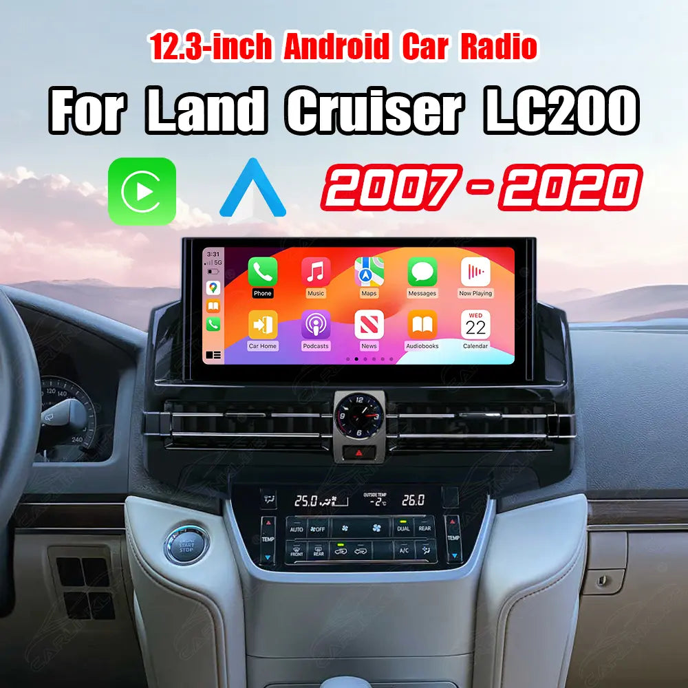 Toyota Land Cruiser LC200 2007-2020 12.3" Android Car Stereo Apple CarPlay Android Auto Screen Upgrade