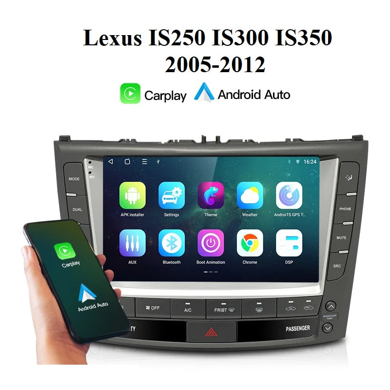 NHOPEEW 9 Inch Android 15 Car Stereo For Lexus IS250 IS300 IS350 – 2GB RAM 32GB ROM – Carplay GPS