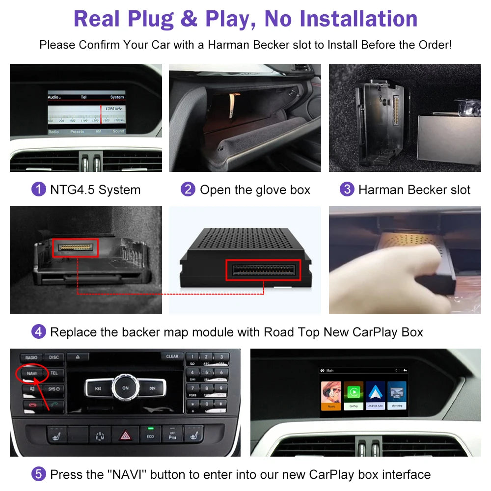 Wireless Carplay/Android Auto Module for Mercedes 2011-2016 Benz A B C E CLA GLA GLK ML Sprinter NTG4.5