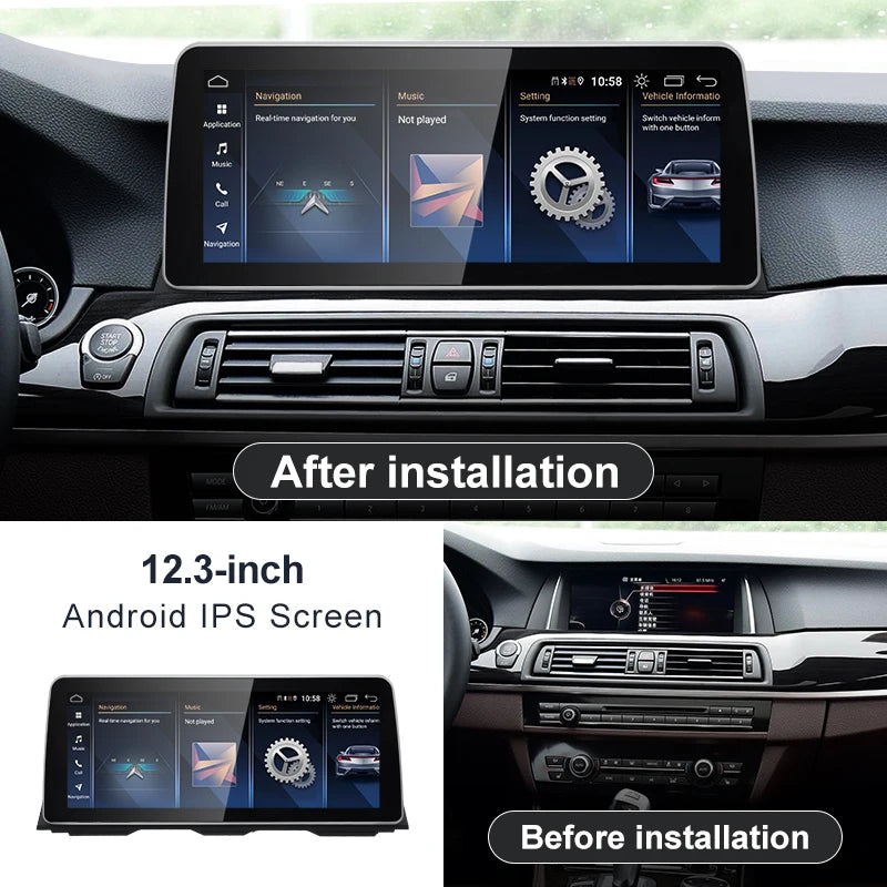 12.3inch BMW 5 F10 F11 Series Android13 Car Multimedia Wireless Carplay