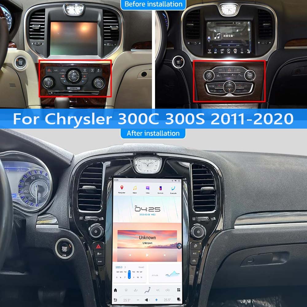 Chrysler 300C 300S 2011-2020 Stereo Replacement 14.4 Inch Tesla-Style 2K IPS Screen Built-in Carplay/Android Auto