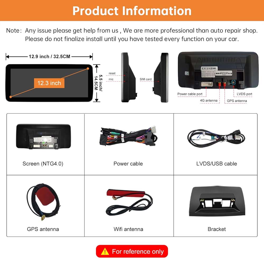 Android 13 Car Radio Touchscreen 12.3'' Car Stereo for Mercedes Benz C Class W204 GLK X204 2008-2015