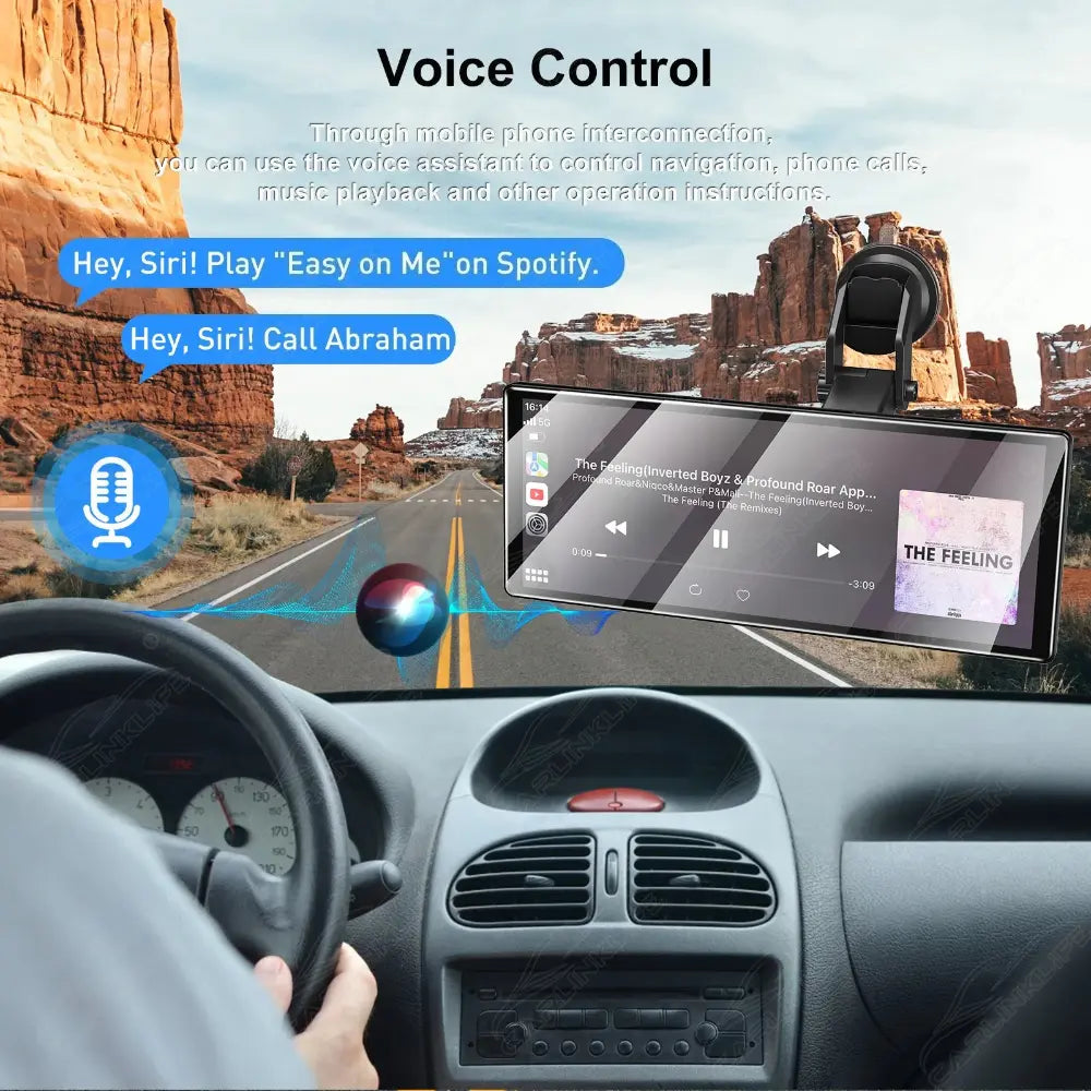 11.3" Wireless CarPlay & Android Auto Dash Cam 4K Dashboard Video Recorder Car Radio Portable Multimedia Player