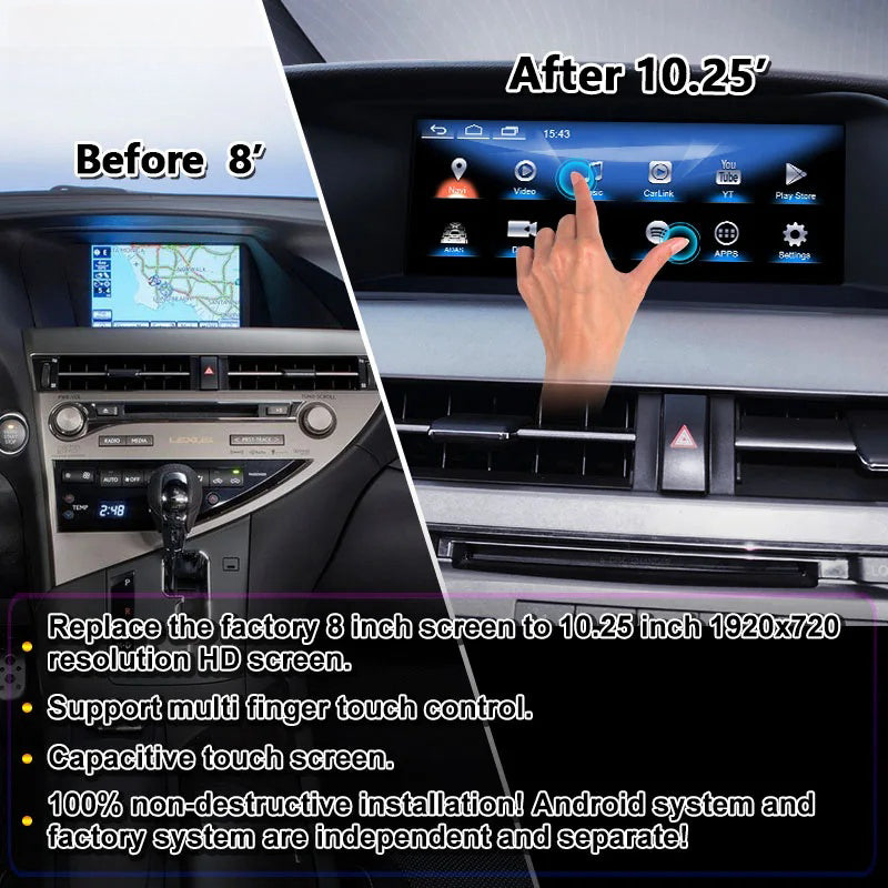 10.25 Inches Android Screen Display for Lexus RX270 RX350 RX450H 2009 ...
