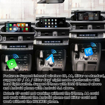 10.25 Inches Android Screen Display for Lexus CT200h CT 2014-2021