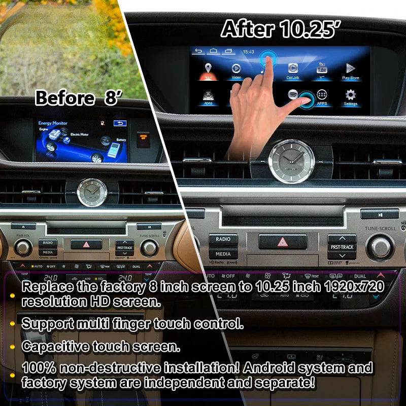 10.25 Inches Android Screen Display for Lexus ES250 ES350 ES300H 2012-2018