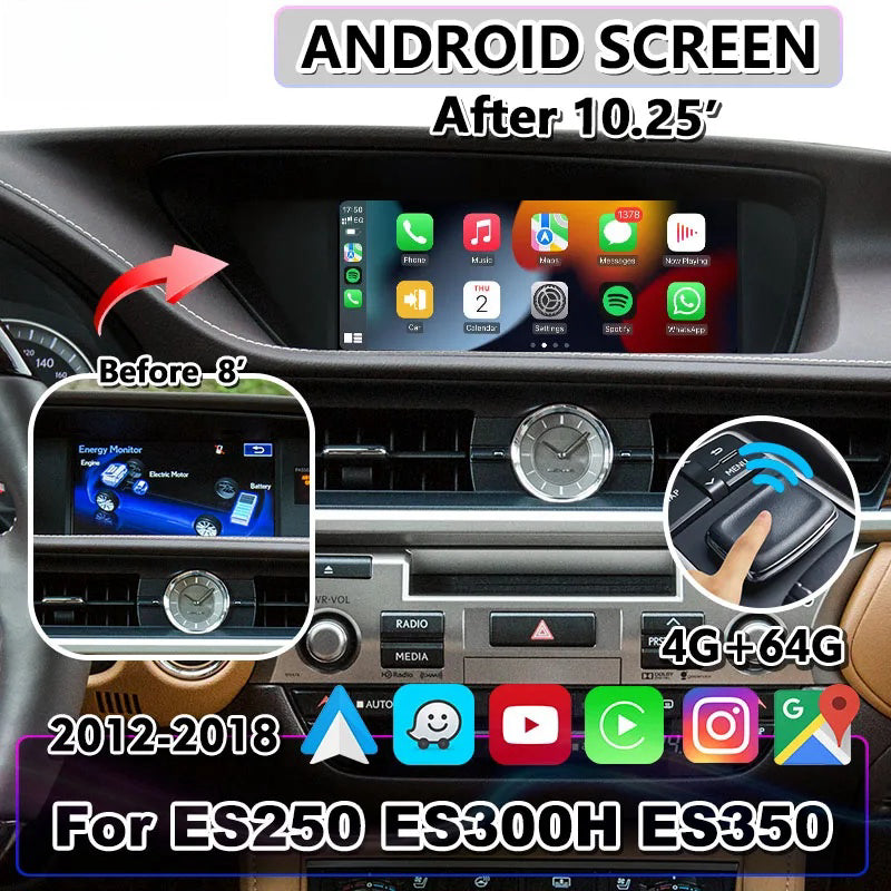 Android Screen Display 10.25 Inches Android Screen Display for Lexus ES250 ES350 ES300H 2012 ...