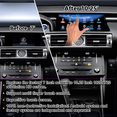 10.25 Inches Android Screen Display for Lexus IS/RC 200 250 300 350 200t 300h 2013-2020