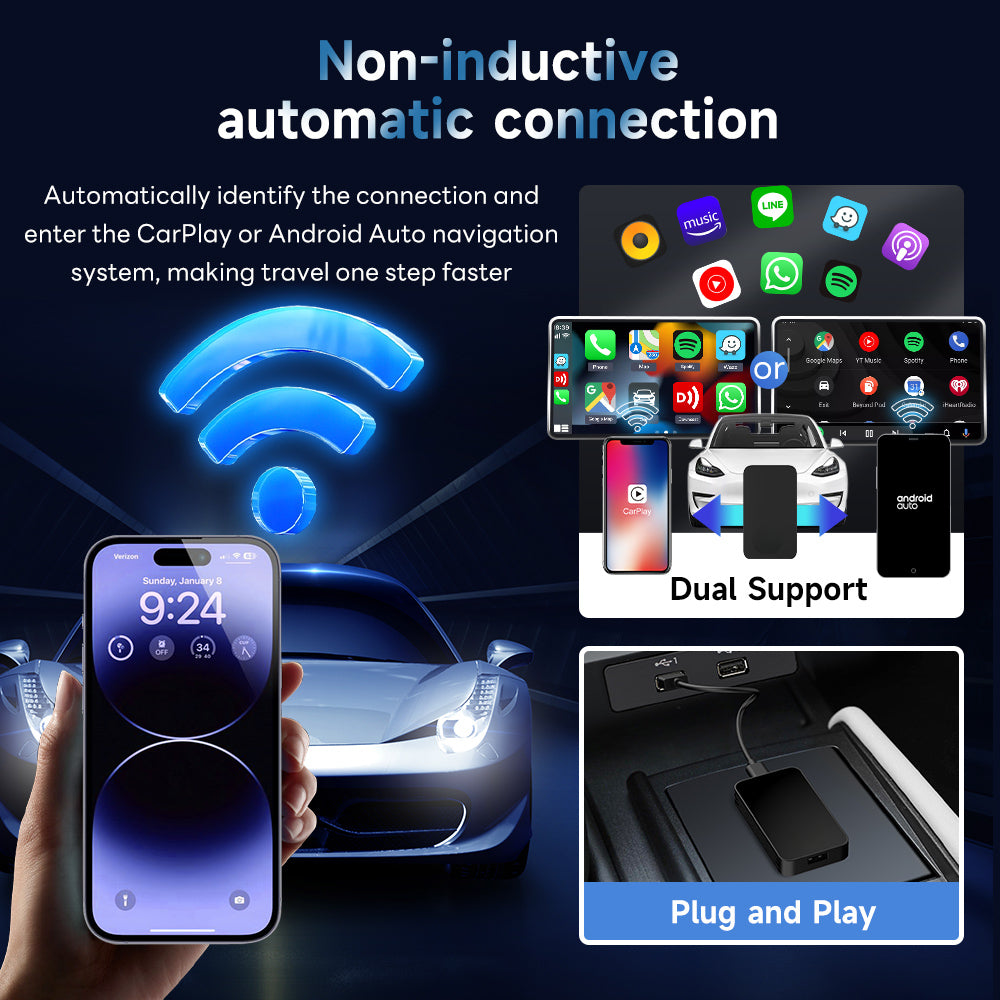 Carlinklife 5.0 2-in-1 Wireless CarPlay Android Auto Adapter for Cars with Factory Wired CarPlay & Wired Android Auto