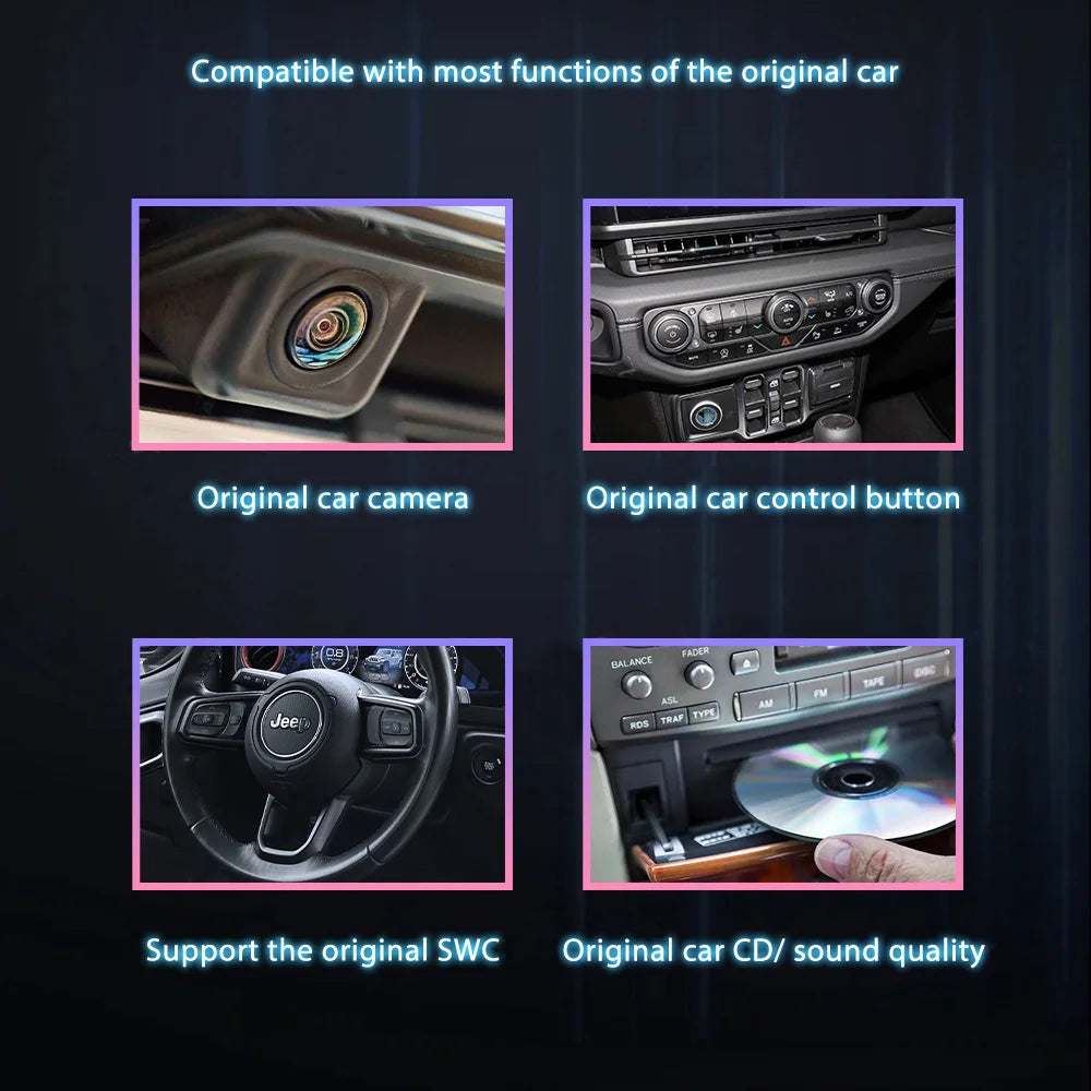 Jeep Wrangler 2018-2024 Digital Cluster Dual Screen Dashboard Car Radio Strip Screen CarPlay Android Auto