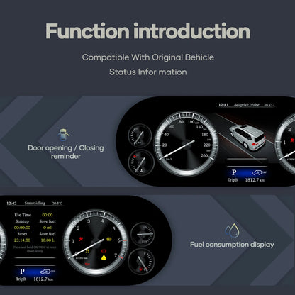12.3" LCD Digital Cluster For Toyota Alphard 2008-2019 Linux Digital LCD Dashboard Instrument Gauge Cluster