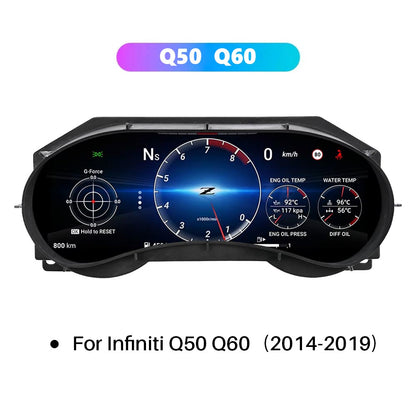12.3” CarPlay LCD Digital Cluster For Infiniti Q50 Q60 2014-2019 Linux Dashboard Gauge Cluster