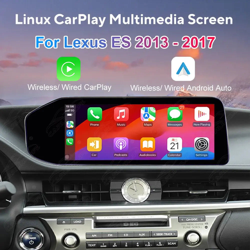 12.3 Inch Linux Touch Screen For Lexus ES 2013-2017 Wireless Carplay Android Auto Car Radio