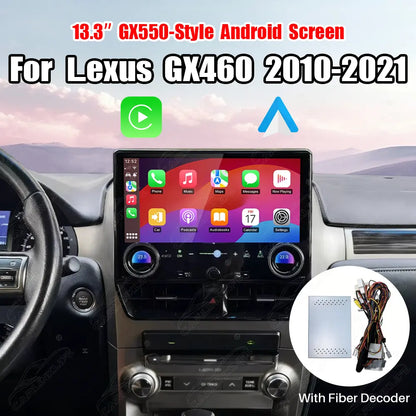 Lexus GX460 2010–2021 13.3" Android Screen Upgrade (GX550 Style) w/ CarPlay & Android Auto + Fiber Decoder Included