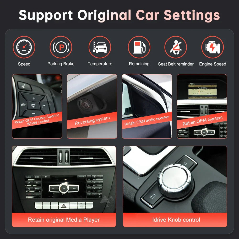 Mercedes-Benz C Class W204 2008-2014 Wireless Apple CarPlay Android Auto Car Multimedia Linux Touch Screen