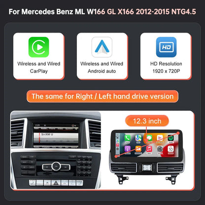 Mercedes Benz ML/GL 2012-2015 Wireless Apple CarPlay Android Auto Car Multimedia Linux Touch Screen