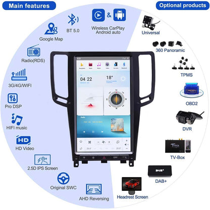 Infiniti G25 G35 G37 2007-2013 Tesla-Style Screen Android Car Radio Touch Screen