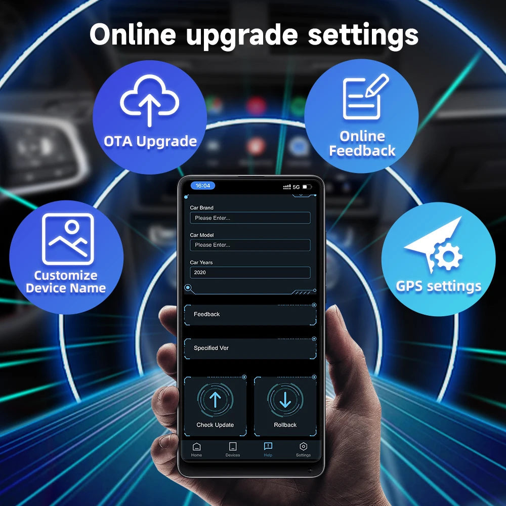 Carlinklife 5.0 2-in-1 Wireless CarPlay Android Auto Adapter for Cars with Factory Wired CarPlay & Wired Android Auto